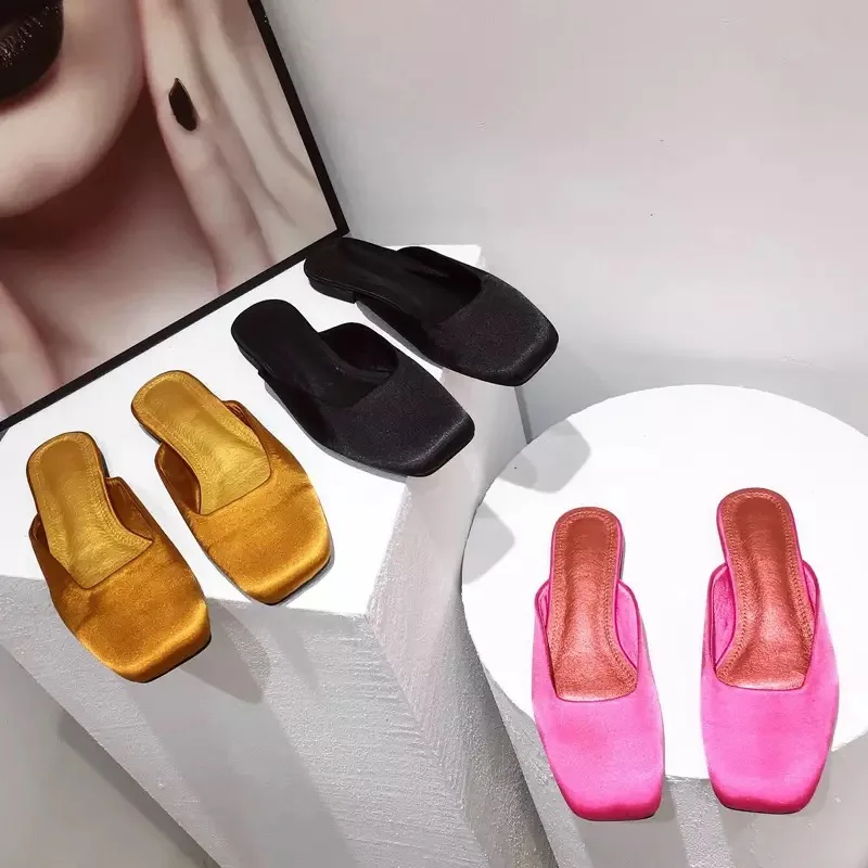 

2021 Women Slippers Flat Heel Slides Mule Shoes Women Slip On Flip Flops Casual Woman Shoes