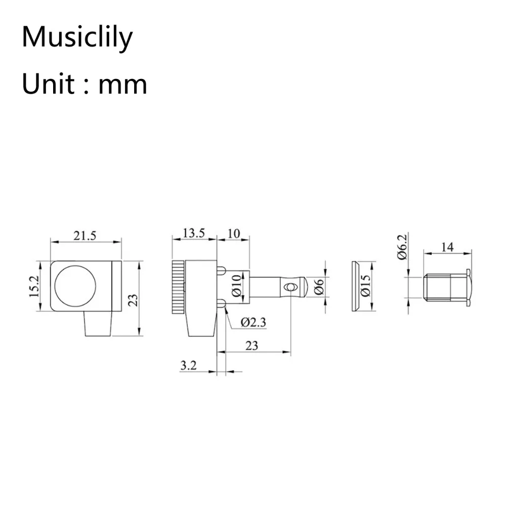 Musiclily Pro 6-in-line 2-pins полностью металлический фиксатор для гитары, колышки, набор ключей для Fender Strat/Tele, черный