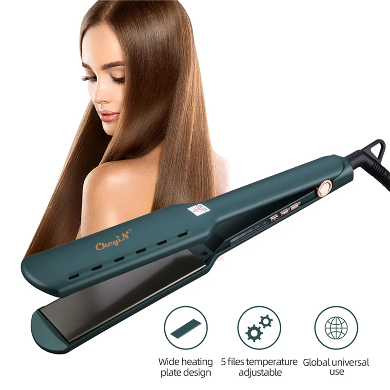 

Профессиональный Выпрямитель для волос CkeyiN, щипцы для завивки волос из титанового сплава с широкой LED-подсветкой и регулируемым нагревом, ...