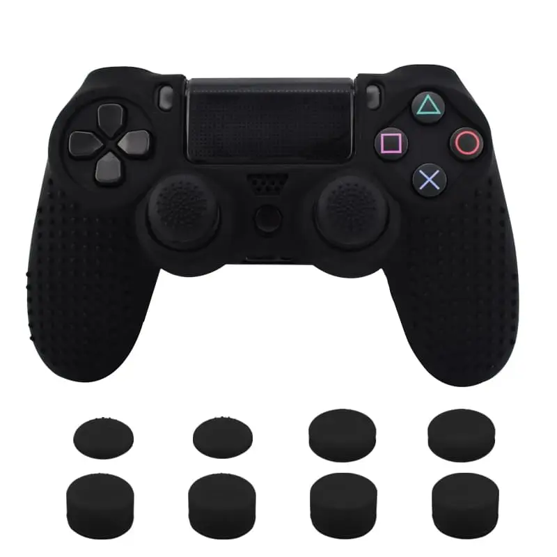 Black 11 в 1 Шипованный Противоскользящий силиконовый чехол для PS4 контроллера sony playstation Dualshock 4 Slim Pro& Stick Grip - Цвет: Black