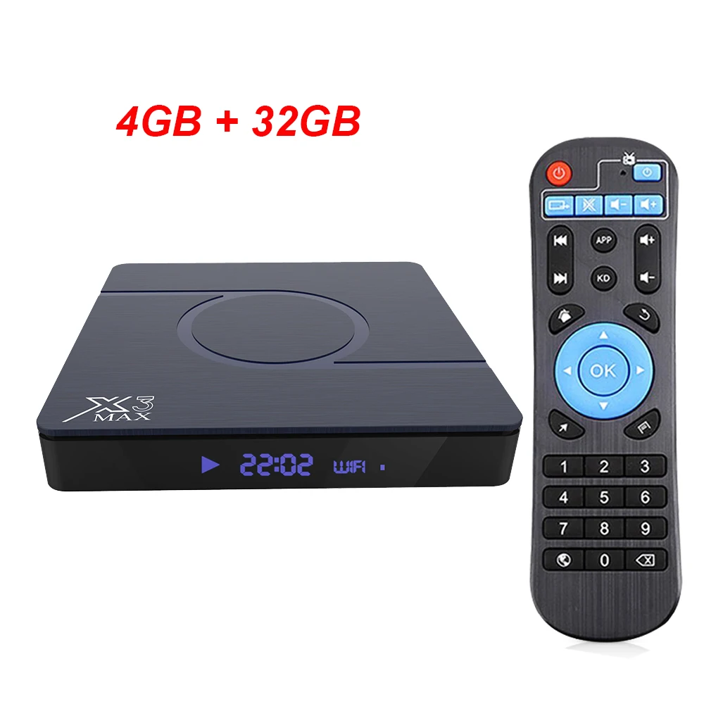 Приставка Смарт ТВ X3 MAX Android 9 0 Amlogic S905X3 4 + 32/64 ГБ 8K 1080P Wi Fi|ТВ-приставки и медиаплееры|