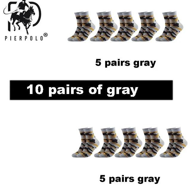 10 gray PIER POLO мужские модные армейские уличные осенние и зимние теплые хлопковые носки дезодорированные и антибактериальные Meias новые size38-44 - Цвет: 10 gray