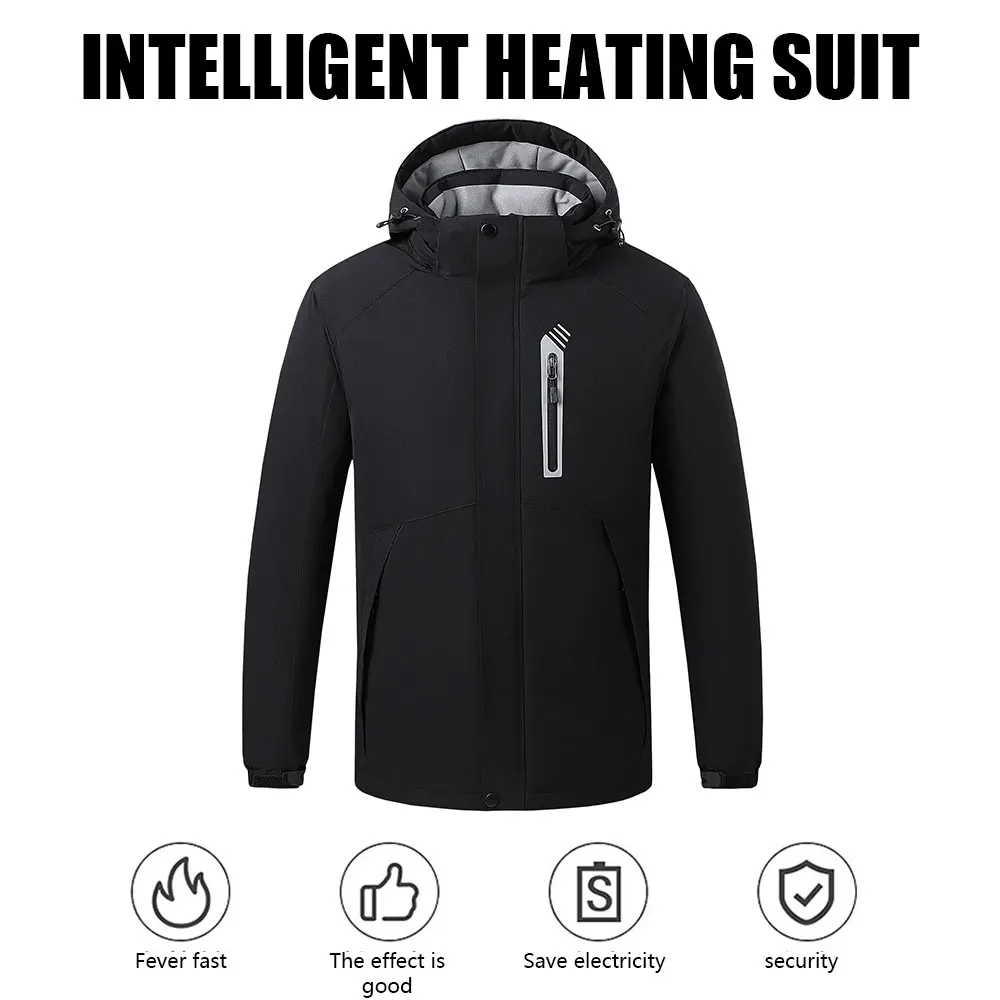 

Куртки с подогревом, умный термостат с USB-зарядкой, зимнее уличное теплое пальто унисекс с длинными рукавами, одежда зеленого цвета, M