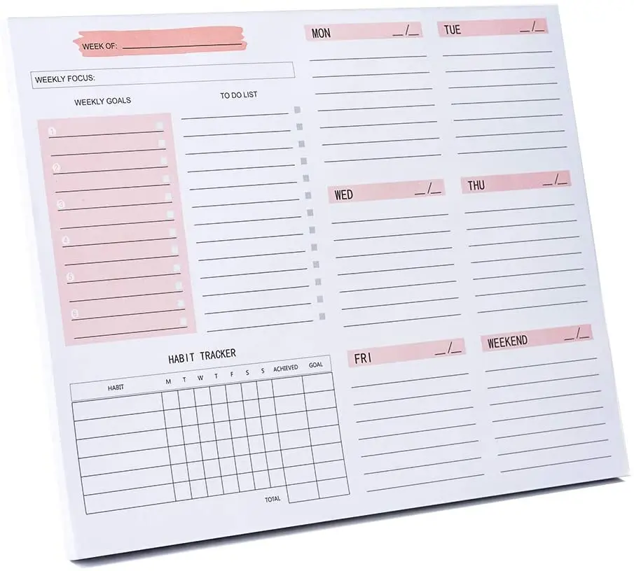 Ежедневный Еженедельный планировщик без даты настольные блокноты список