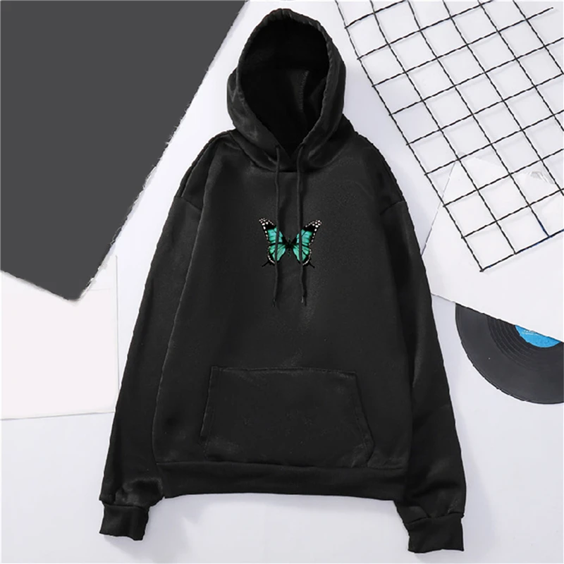 

Winter Butterfly Print Women Hoodies Harajuku Sweatshirt For Women Aesthetic Art Oversized Hoodie Girls Clothes Streetwear