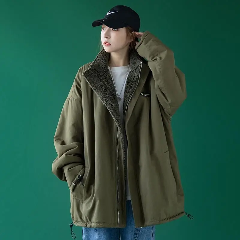 

Двусторонняя одежда, пальто из овечьей шерсти для мужчин и женщин, Осень-зима 2021, новая Корейская свободная Толстая мягкая куртка из овечьей...