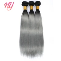 ny remy hair 1bsilver grey straight style colored human hair bundles ombre natural color and silver grey for black women beauty