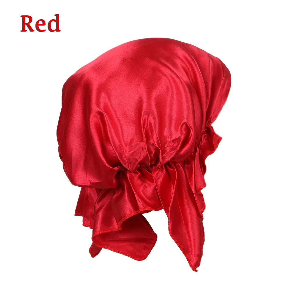 2-red 1 шт., шелк, Женский Чепчик для сна, мягкий Шелковый ночной колпак для сна, колпак для сна, бордовая Пижама с регулируемым галстуком - Цвет: 2-red
