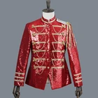 Красный пиджак с блестками, мужские вечерние костюмы для сцены, роскошный пиджак для выступлений, Мужской Блейзер, Свадебный костюм для ночного клуба, Homme