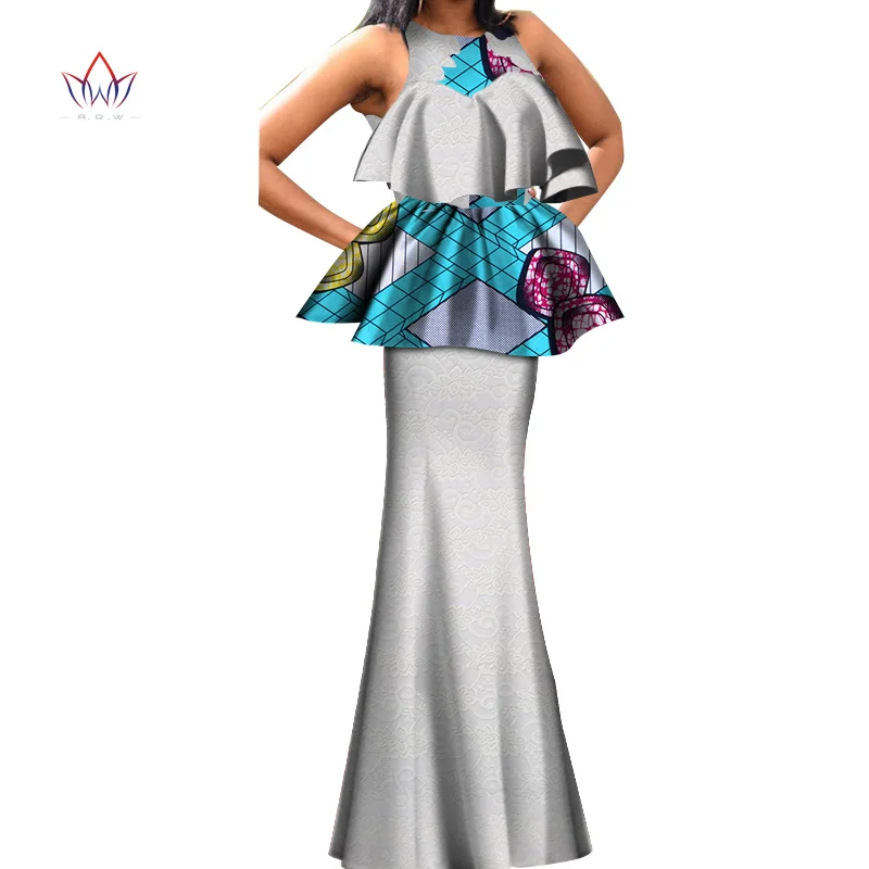 Лето 2020 комплект из топа и юбки для африканской женщины восковое Платье с принтом