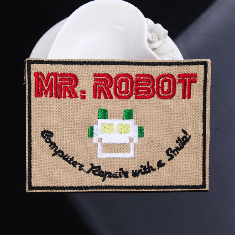 

Nicediy Mr. Robot Patch Embroidered Badge Letter Patches Iron On Patches Repair clothing Sticker Appliques Stripe c