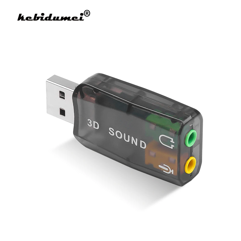 Kebidumei внешняя 3D USB звуковая карта аудио 5 1 адаптер канал 3 мм микрофон динамик