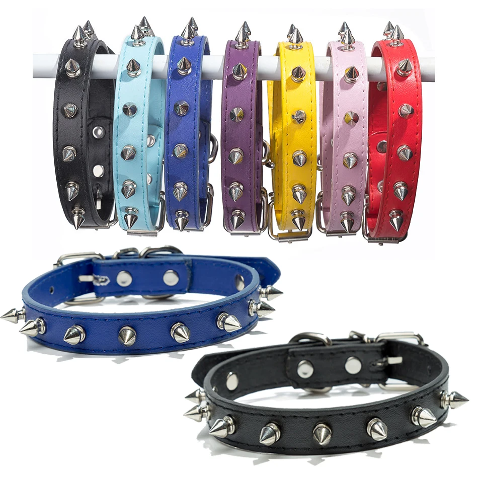 Ошейники для собак Карамельный цвет кожи с шипами и заклепками щенок ожерелье