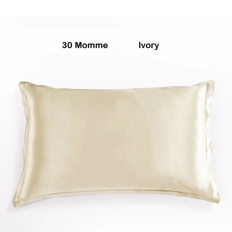 Ivory 1 piece Чехол для подушки из шелка тутового шелкопряда для волос и кожи, размер королевы 20* 30in 30 Momme, чехол для подушки, шелковые наволочки с застежкой-конвертом - Цвет: Ivory 1 piece