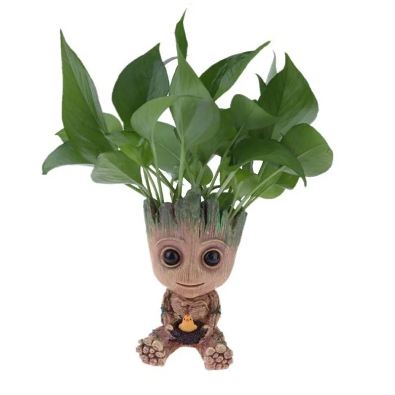 Симпатичные украшения для дома горшок растений фигурки подражали Groot модель