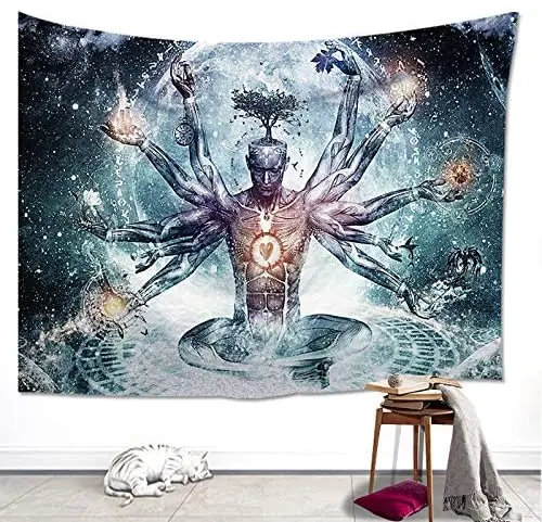 

Bohemian Psychedelic Colorful Tree Trippy Tablecloth Chakra Art