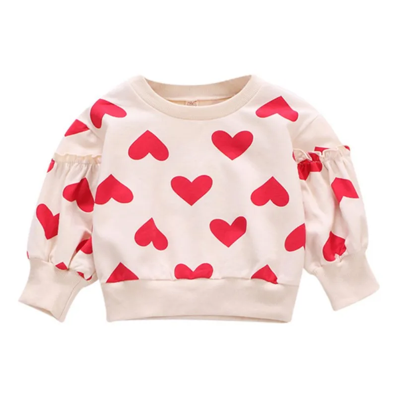 В 2021 году новые осенние толстовки с принтом сердца для девочек Повседневная