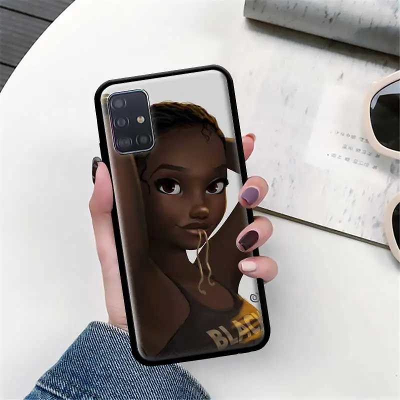 

Afro Black Girl Case For Samsung Galaxy A71 A51 M30s M51 A41 A31 A21s A11 A01 M31 M21 Black Capa Tpu Phone Shell