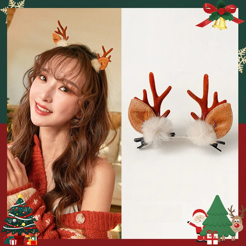 

Christmas Hair Accessories Antlers Hairpin Girl Holiday Headband Children Headdress Furry Winter Hairpin Hot Sale Party Jewelry