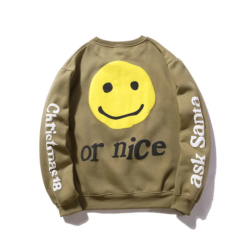 

Kanye West Love Letter Print Plus Velvet Sweatshirt Men Smile Face Hoodies StrangerThings Fleece Hoodies Graffiti Streetwear
