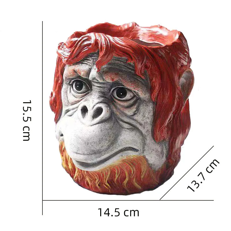 YeFine Resin Flower Pots Decorative Desktop Planter Flowerpots Cartoon Animal Home Decor Succulents Ape Head Shape Vase | Дом и сад