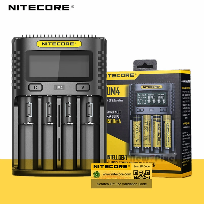 Зарядное устройство NITECORE UMS4 UM4 UMS2 UM2 SC4 умное зарядное для аккумуляторов 18650 16340 21700