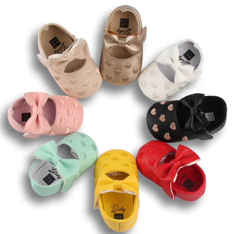 

Infant Baby Girls Shoes Soft Sole Bowknot Princess Flats Prewalker For Baby Girls Newborn Light Baby Toddler Shoes 2021Christmas