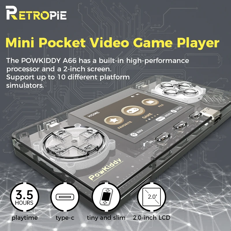 Ультрамаленькая прозрачная игровая мини консоль Retropie TRIMUI с металлическим