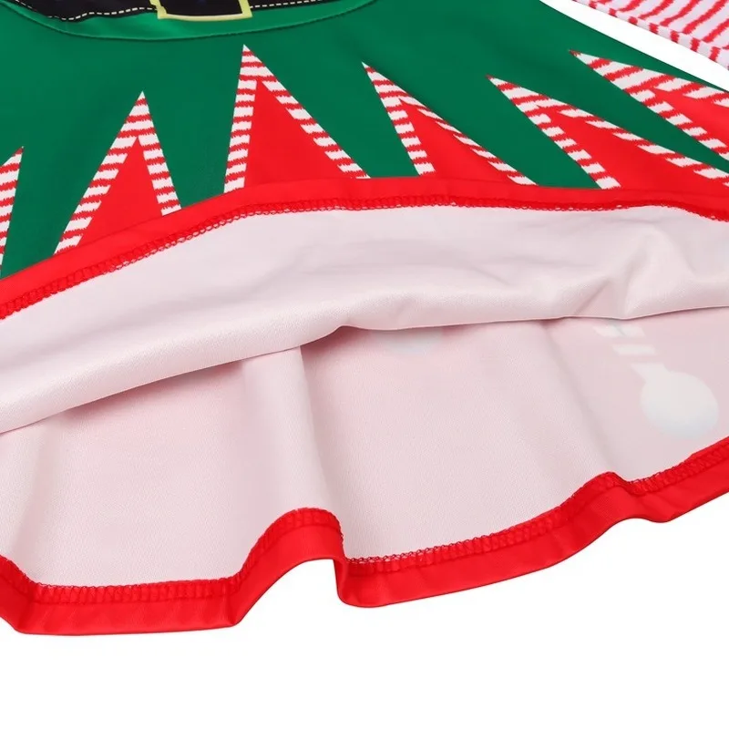 Новый Рождественский костюм зеленого эльфа для девочек Праздничный Санта Клауса