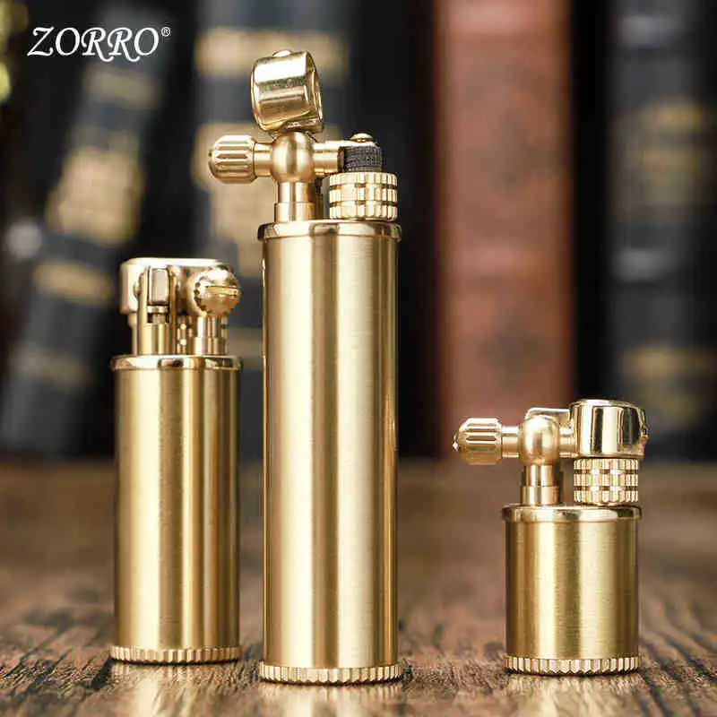 

Zorro Kerosene Lighter Personality Creative Modeling Small Steel Cannon Original Copper Side Sliding Mini Lighters for Boyfriend