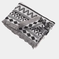 Women Geometrical Scarves with Raw Edges Ladies Girls Capes Warm Soft Rectangle Shawls Jacquard Wraps Female Long Winter Scarf