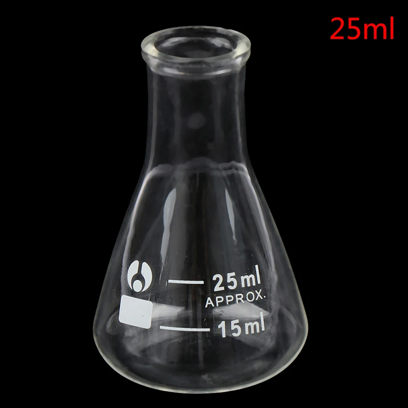 

25ml Supplies Borosilicate Flask Glass Conical Erlenmeyer Flask School Accessories