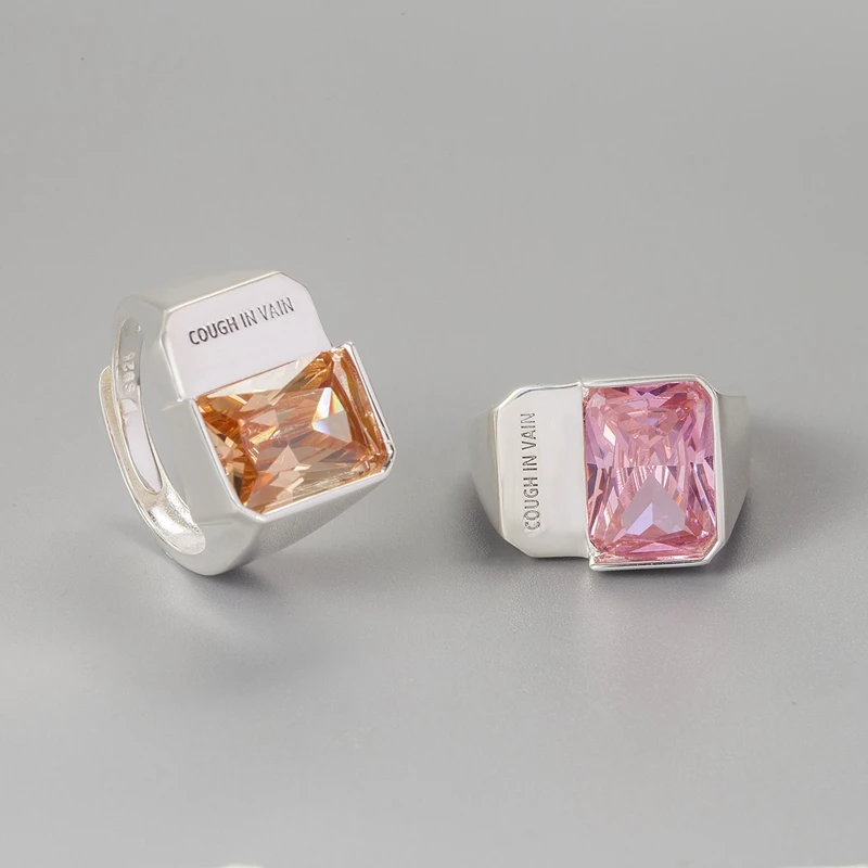 

Silvology Real 925 Sterling Silver Faceted Crystal Rings for Women Original Design Orange Pink Letter Rings 2022 Luxury Jewelry