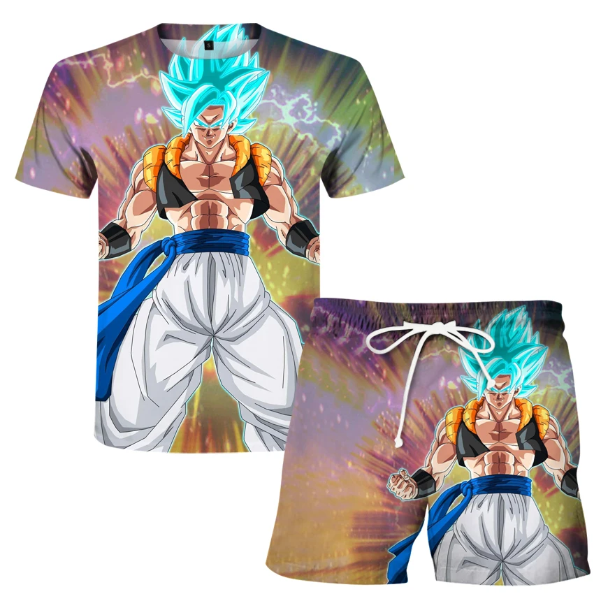 

2021 new cartoon cool digital print summer casual fitness sports suit short sleeve T-shirt + shorts s-6xl
