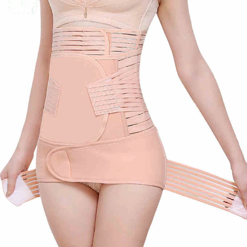 Vendaje de vientre 3 en 1, bandas de cintura para mam&aacute;, cintur&oacute;n Abdominal posparto de poli&eacute;ster, recuperaci&oacute;n de vientre/Abdomen/Pelvis transpirable-0