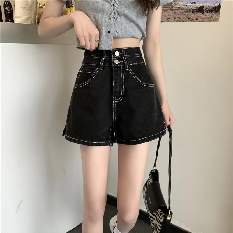 

3755 women Women's high waist was thin 2021 new summer net red hot girl wide-leg a-line shorts