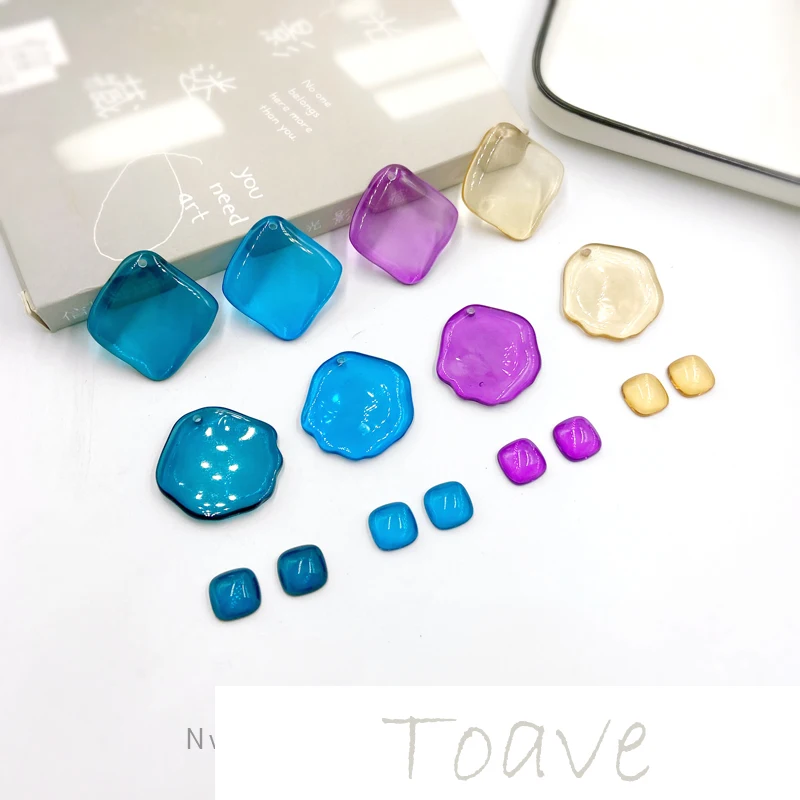 

ins translucent color small square earrings accessories irregular resin materials DIY handmade earrings accessories