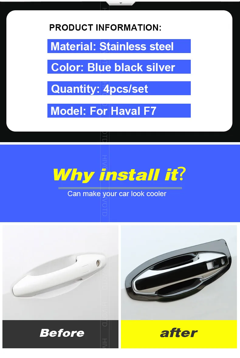 Hivotd для maval F7 хавал ф7 крышка дверных ручек+ чаши отделка ABS хромированная защита украшения внешние аксессуары для стайлинга автомобилей,автотовары аксессуары для авто