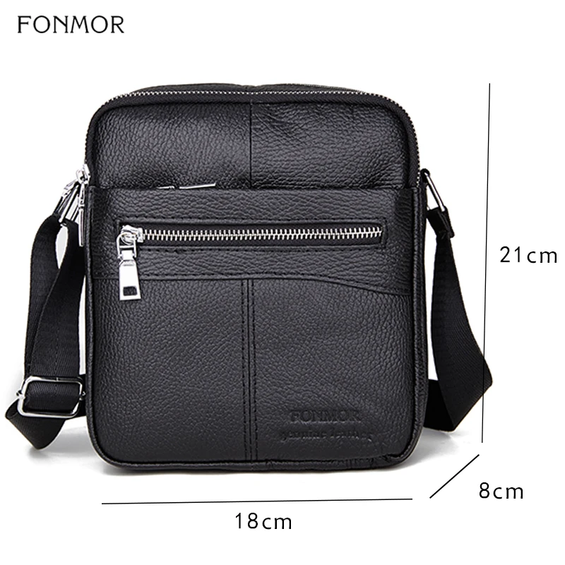 Мужская сумка мессенджер из воловьей кожи Fonmor маленькая через плечо натуральной