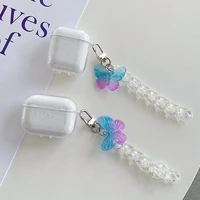 for 2 glitter clear earphone cases 3d butterfly keychain for pro 1 soft shockproof headphone cover shell