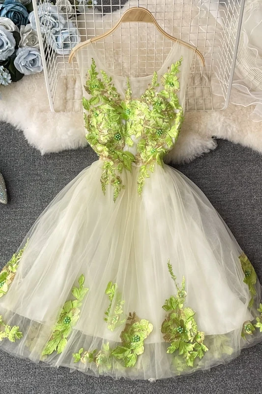 

Summer women's dress mesh Tulle party dress new fashion o-neck Beading chic tank dress ball gown dresses 2021