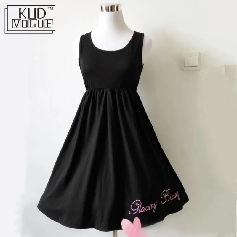 

Black Comic Rabbit Lolita Dress Japanese Teens Kawaii Girls 2pcs Suit Sweet Cotton Dress Short Cute Bunny Print Long Sleeves Set