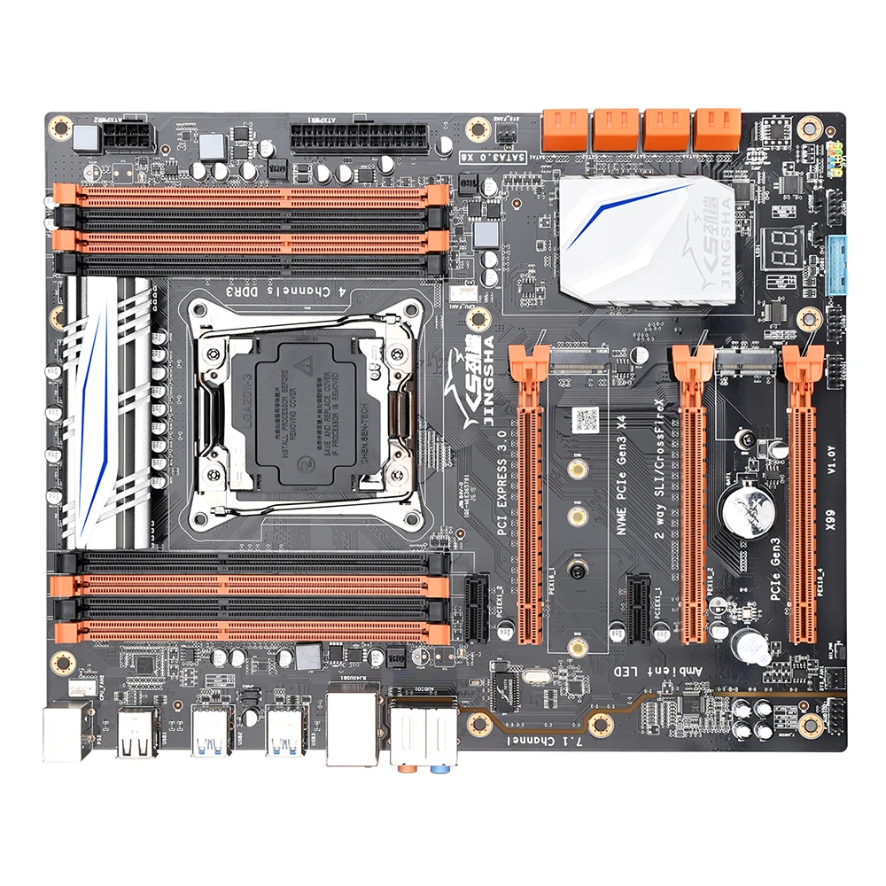 Материнская плата JINGSHA X99 LGA 2011 V3 ЦП 8 * DDR3 DIMM SATA3.0 NVME M.2 WIFI Поддержка процессора Xeon E5 V4