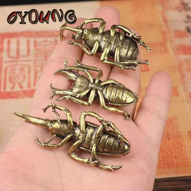 Античные бронзовые миниатюрные фигурки жуков маленькие настольные украшения