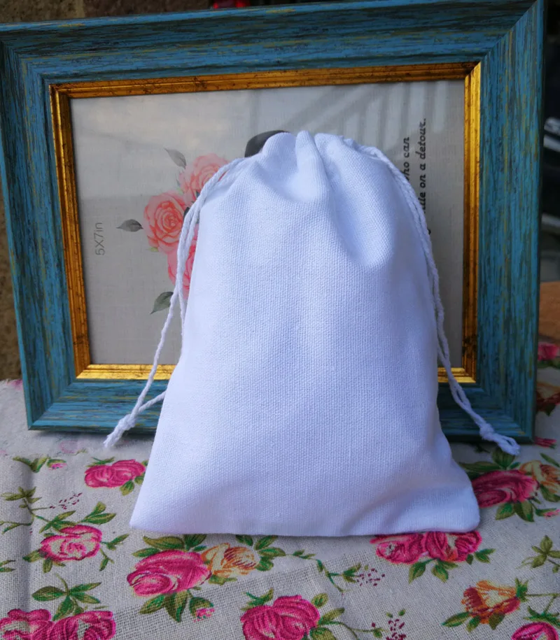 Белые хлопковые подарочные пакеты для ювелирных изделий вечерние мешок конфет