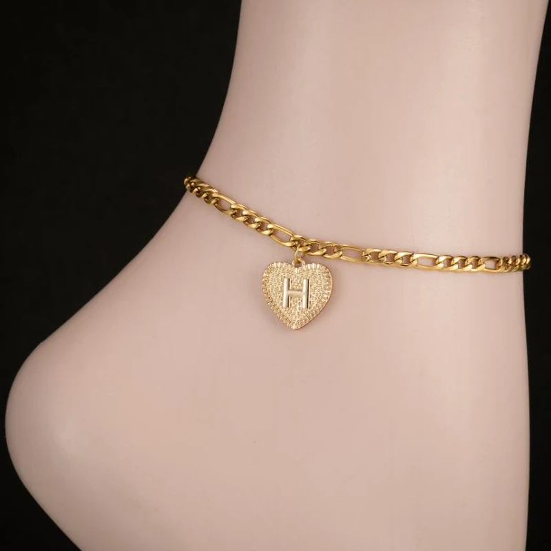 Женские браслеты из нержавеющей стали с золотым алфавитом очаровательные