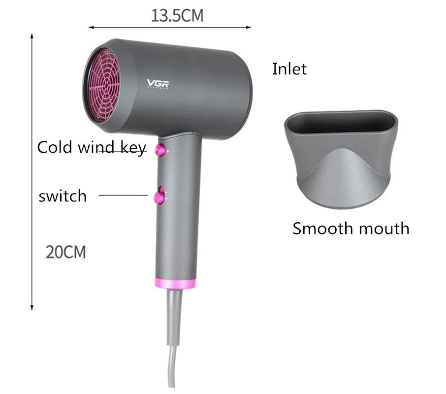 2000 Вт Профессиональный салонный фен для волос 2 в 1 щетка горячего воздуха Фен