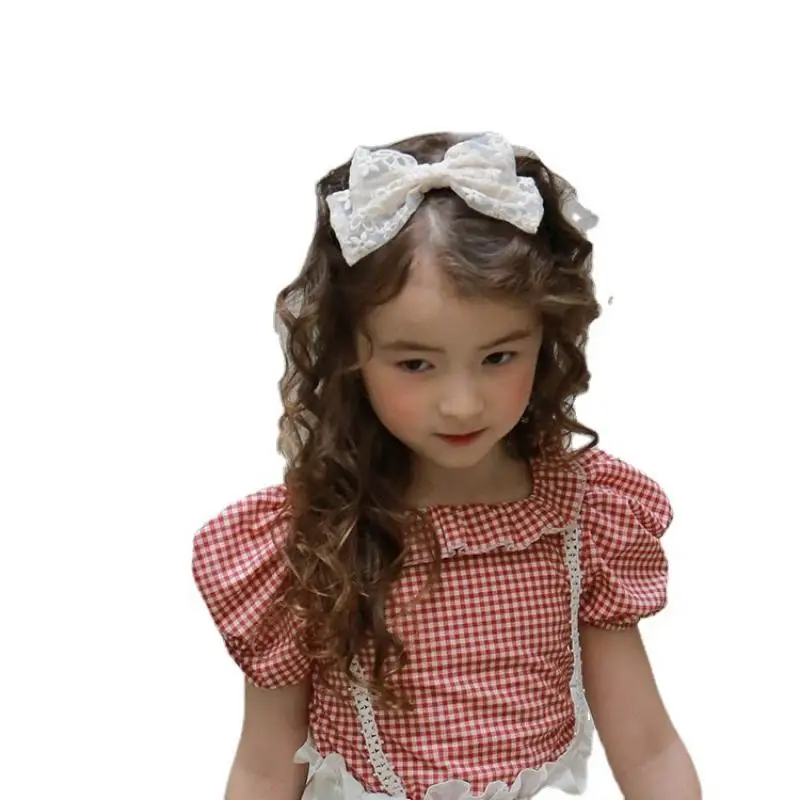 

Beautiful Bow Knot Hairband Soft Comfortable Hoop Simple Sweet Girls Hair Vintage Pink Lace Cotton Headband Little Girls Gifts