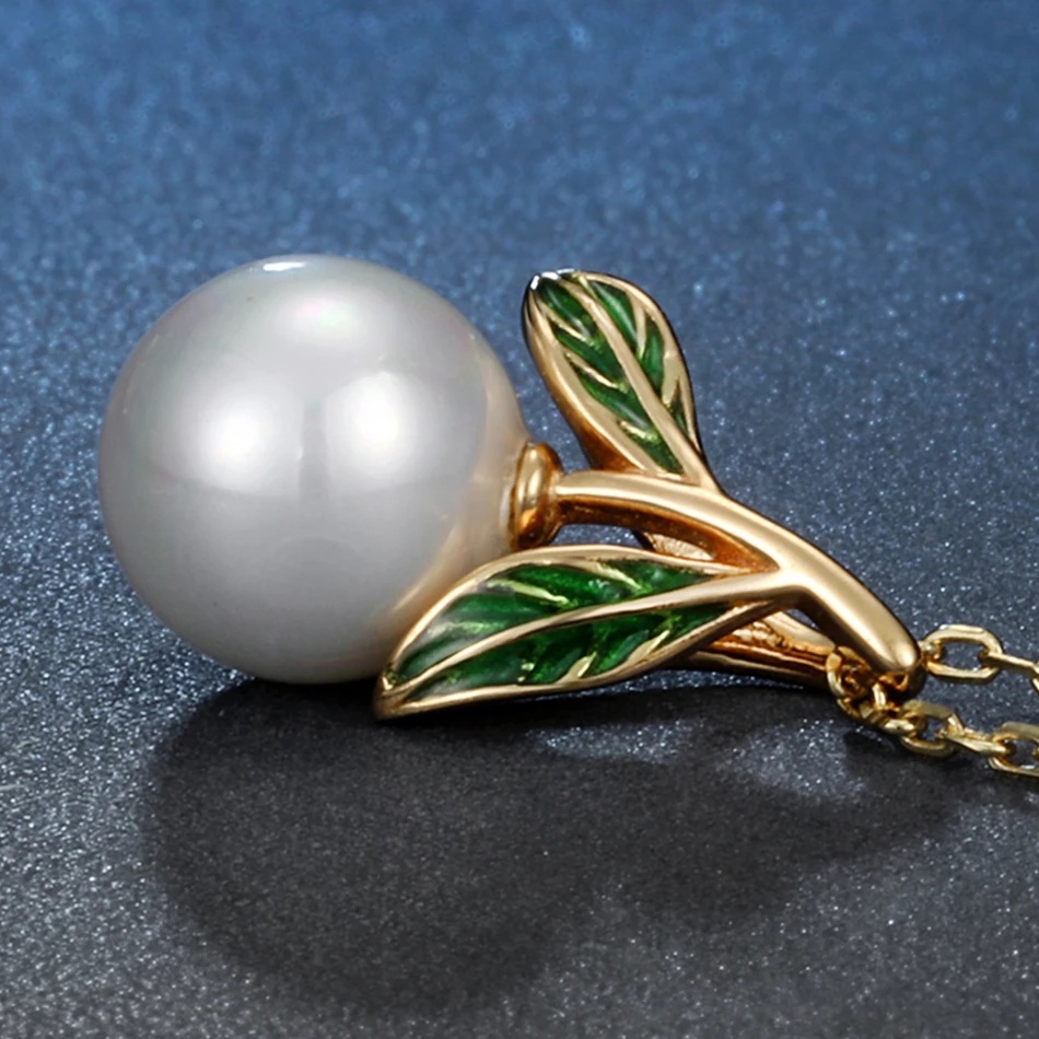 ALLNOEL серебро 925 ювелирное жемчужное ожерелье с подвеской для женщин зеленая эмаль