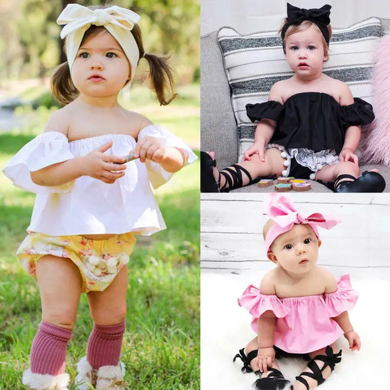 Укороченный топ с открытыми плечами для новорожденных девочек летняя Свободная